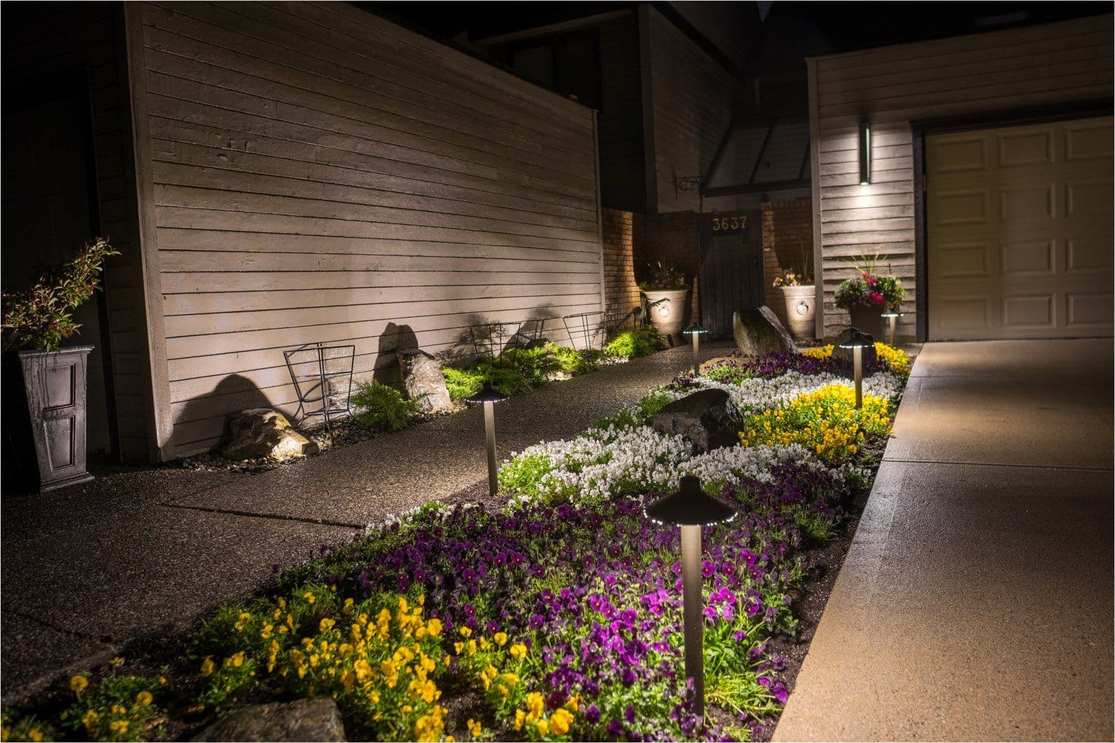 South Surrey Garden Transforms with Nighttime Lighting